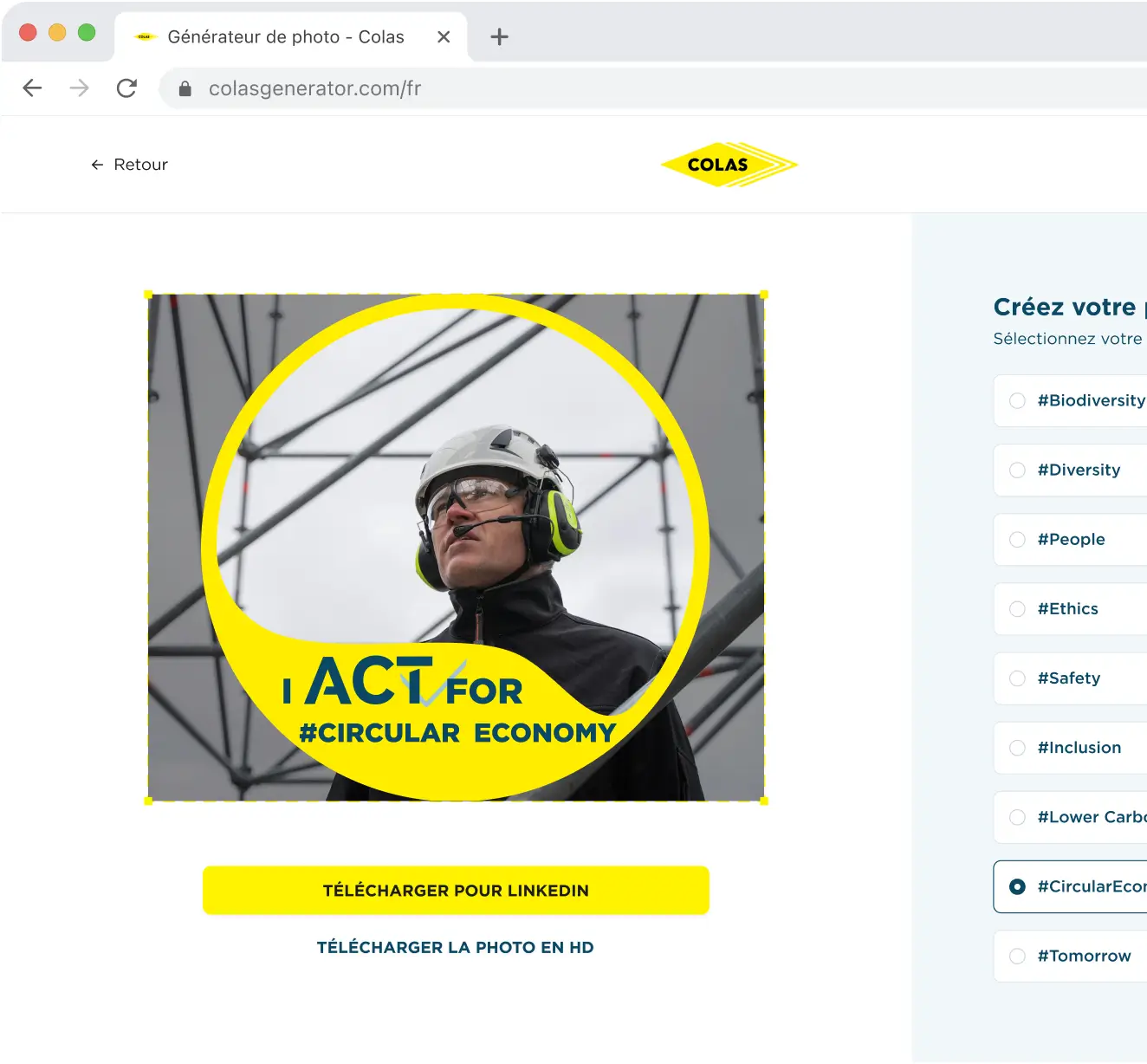 Prévisualisation du générateur de photo